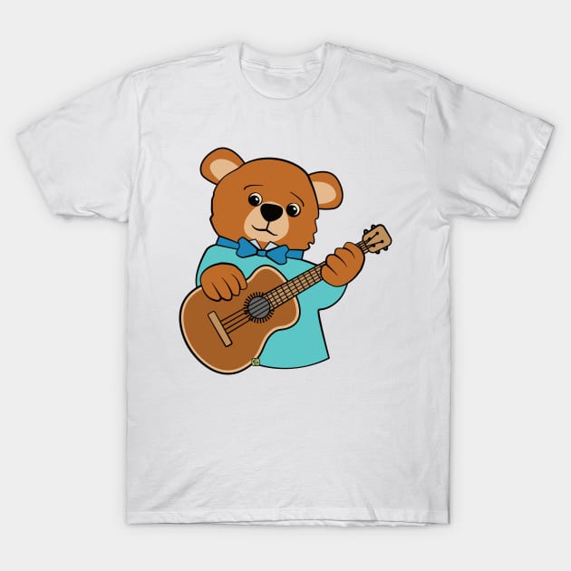 Music Bear on Guitar T-Shirt by Sue Cervenka